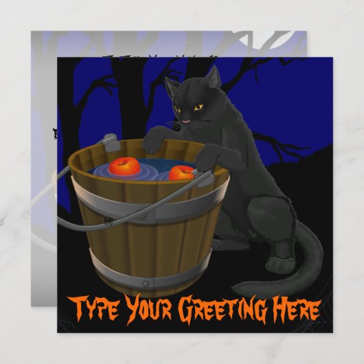 Black Cat Invitations Persoonlijke Halloween Kaart (Voorkant / Achterkant)