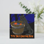 Black Cat Invitations Persoonlijke Halloween Kaart (Staand voorkant)