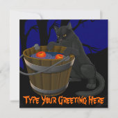 Black Cat Invitations Persoonlijke Halloween Kaart (Voorkant)