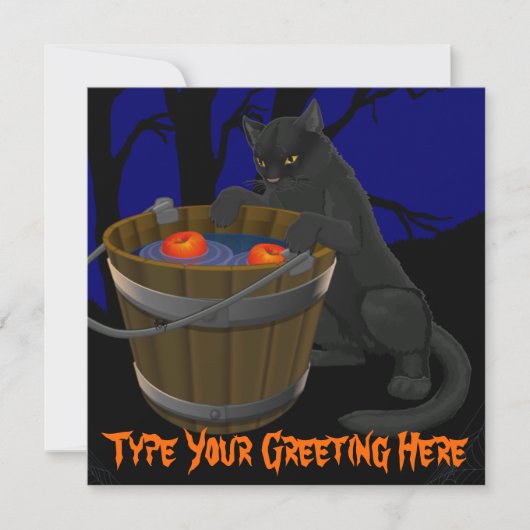 Black Cat Invitations Persoonlijke Halloween Kaart (Voorkant)
