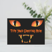 Black Cat Invitations Persoonlijke Halloween Kaart (Staand voorkant)
