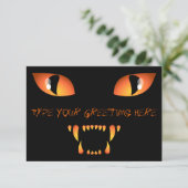 Black Cat Invitations Persoonlijke Halloween Kaart (Staand voorkant)