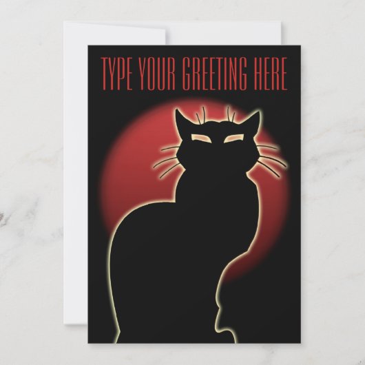 Black Cat Invitations Persoonlijke Halloween Kaart (Voorkant)