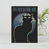 Black Cat Invitations Persoonlijke Halloween Kaart (Staand voorkant)