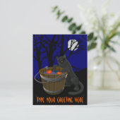 Black Cat Invitations Persoonlijke Halloween Kaart (Staand voorkant)