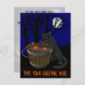 Black Cat Invitations Persoonlijke Halloween Kaart (Voorkant / Achterkant)