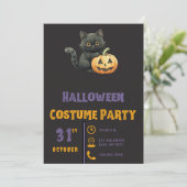 Black Cat Jack-O' lantaarn Modern Zwart Halloween Kaart (Staand voorkant)