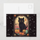 Black Cat Jack-O' Lantaarns Tarot Halloween Feestdagenkaart (Voorkant / Achterkant)