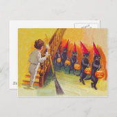 Black Cat Jack O Lanter pompoenbezem Briefkaart (Voorkant / Achterkant)