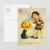 Black Cat Jack O Lanter Pumpkin Girl Briefkaart (Voorkant / Achterkant)