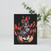 Black Cat Jack O Lantern Autumn Natuur Briefkaart (Staand voorkant)