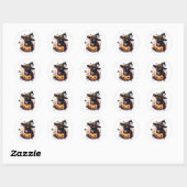 Black Cat Jack-O-Lantern en vleermuizen Ronde Sticker (Vel)