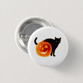 Black Cat & Jack O' Lantern Halloween Button (Voorkant /achterkant)