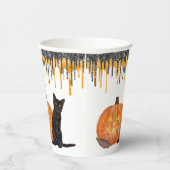 Black Cat Jack o' Lantern Halloween Paper Cups Papieren Bekers (Rechts)