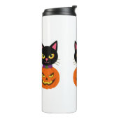 Black Cat & Jack-O'-Lantern Halloween Spooky Thermosbeker (Gedraaid links)