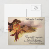 Black Cat Jack O' Lantern Pumpkin Bat Owl Briefkaart (Voorkant / Achterkant)
