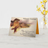 Black Cat Jack O' Lantern Pumpkin Bat Owl Kaart (Gele Bloem)