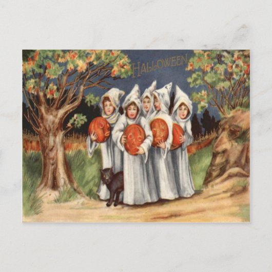 Black Cat Jack O Lantern Pumpkin Ghost Briefkaart (Voorkant)