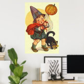Black Cat Jack O Lantern Pumpkin Witch Moon Poster (Thuiskantoor)