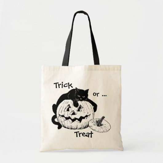 Black Cat & Jack O' Lantern Trick or treat Bag Tote Bag (Voorkant)