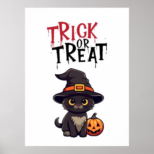 Black Cat Jack O' Lantern Trick or treat Poster (Voorkant)