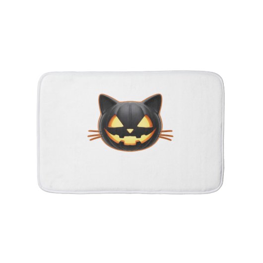 Black Cat Jack o'Lantern Emoji Classic T-shirt Badmat (Voorkant)