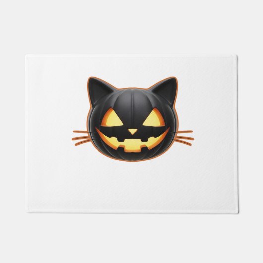 Black Cat Jack o'Lantern Emoji Classic T-shirt Deurmat (Voorkant)