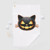 Black Cat Jack o'Lantern Emoji Classic T-shirt Golfhanddoek (Insitu)