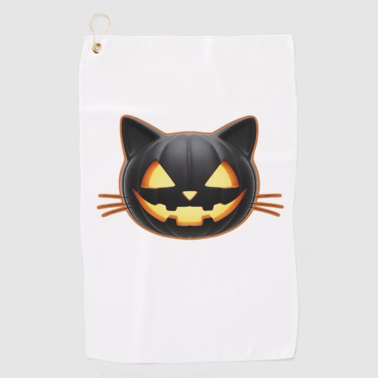 Black Cat Jack o'Lantern Emoji Classic T-shirt Golfhanddoek (Voorkant)