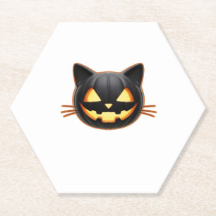 Black Cat Jack o'Lantern Emoji Classic T-shirt Kartonnen Onderzetters