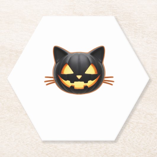 Black Cat Jack o'Lantern Emoji Classic T-shirt Kartonnen Onderzetters (Voorkant)