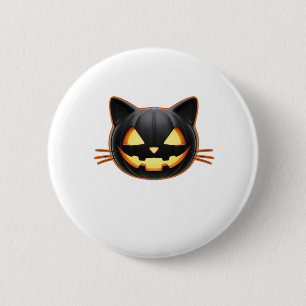 Black Cat Jack o'Lantern Emoji Classic T-shirt Ronde Button 5,7 Cm