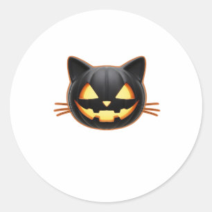 Black Cat Jack o'Lantern Emoji Classic T-shirt Ronde Sticker