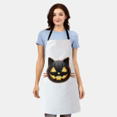 Black Cat Jack o'Lantern Emoji Classic T-shirt Schort (Gedragen)