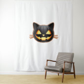 Black Cat Jack o'Lantern Emoji Classic T-shirt Wandkleed (In situ)