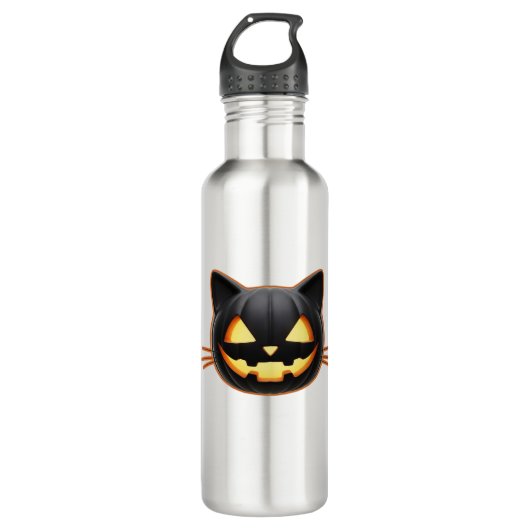 Black Cat Jack o'Lantern Emoji Classic T-shirt Waterfles (Voorkant)