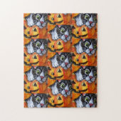 Black Cat & Jack O'Lantern Halloween Jigzaag Puzzl Legpuzzel (Verticaal)