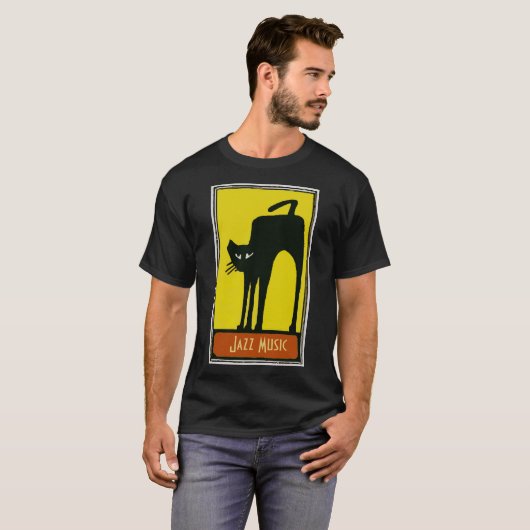 Black Cat, jazzmuziek T-shirt (Voorkant volledig)