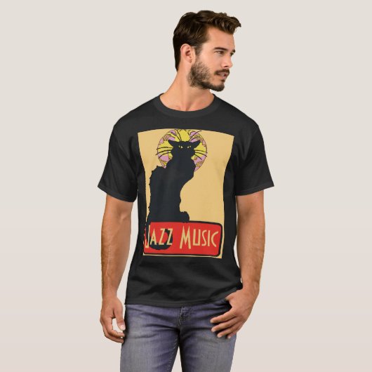 Black Cat, jazzmuziek T-shirt (Voorkant volledig)
