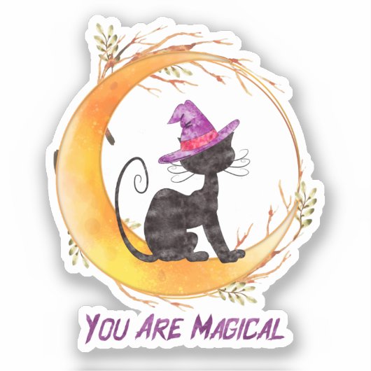Black Cat - Je bent magisch Sticker (Voorkant)