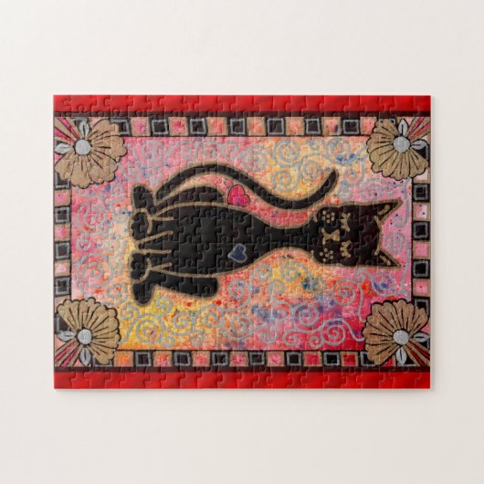 Black Cat Jigzaag Puzzle Legpuzzel (Horizontaal)