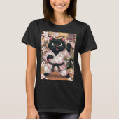 Black Cat Karate Schattige Kimono T-shirt (Voorkant)