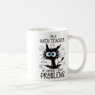 Black Cat Kat Ik ben een Wiskunde docent Natuurlij Koffiemok