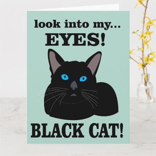 Black Cat Kat Verjaardag Black Cat Kaart (Gele Bloem)