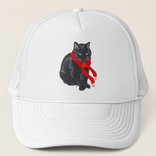 Black Cat Keeping Warm met Kerstmis Trucker Pet
