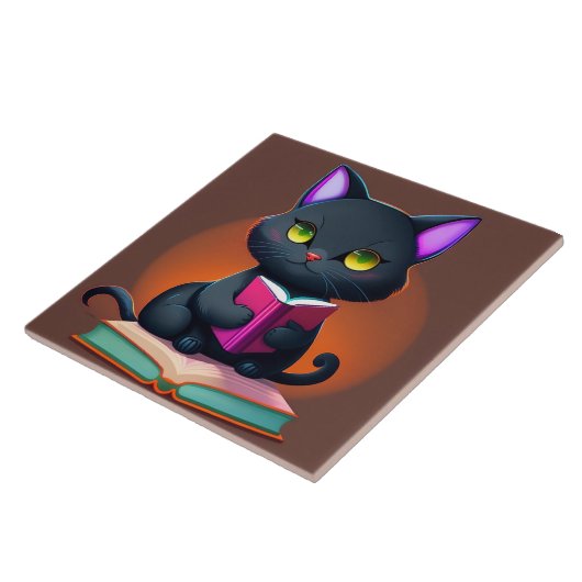 Black Cat keramische Tegel Tegeltje (Zijkant)