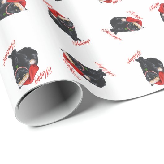 Black Cat Kerst Feestdagen Cadeaupapier (Rol Hoek)