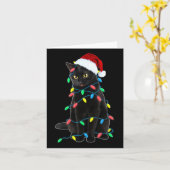 Black Cat Kerstboom Lights Fun Santa Kitten L Kaart (Gele Bloem)