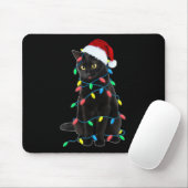 Black Cat Kerstboom Lights Fun Santa Kitten L Muismat (Met muis)