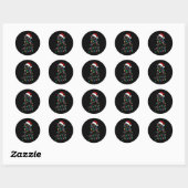 Black Cat Kerstboom Lights Fun Santa Kitten L Ronde Sticker (Vel)